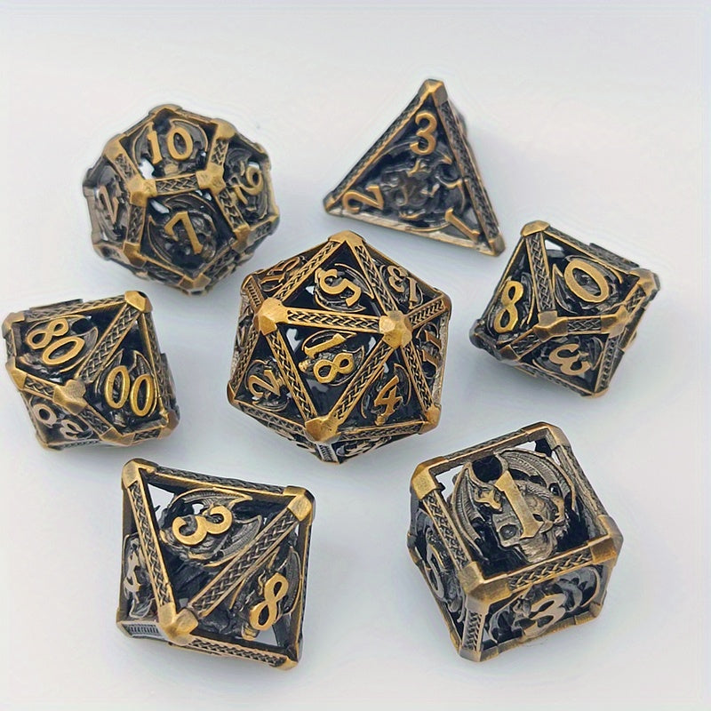 Electroplated Metal Dice Dragon & Skull Combo Tabletop Game Accessories