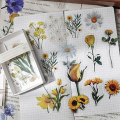 Waterproof Retro Plants Flowers Girls Sticker Set