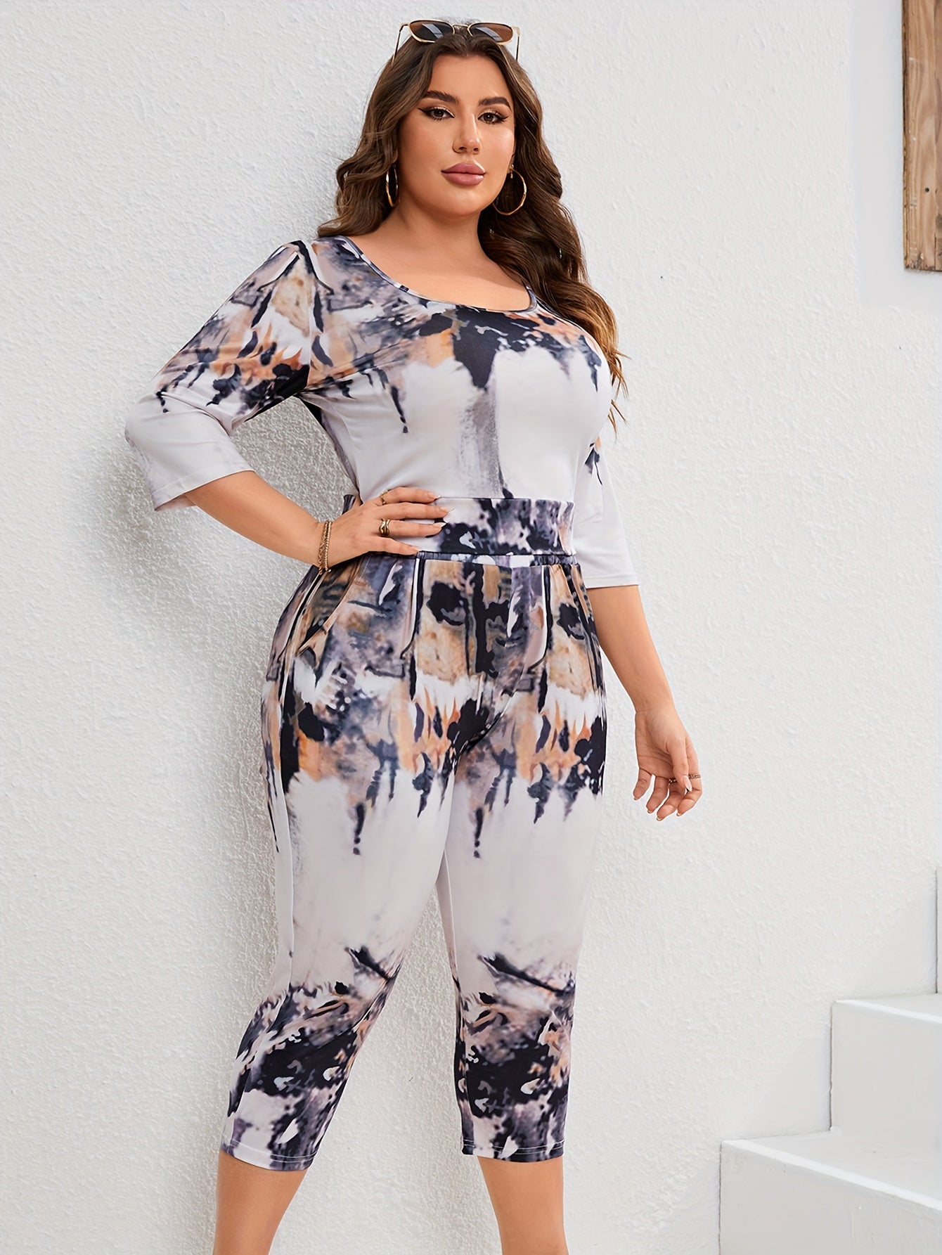 Tie Dye Top & Shorts Set Women's Casual Two Piece Outfits