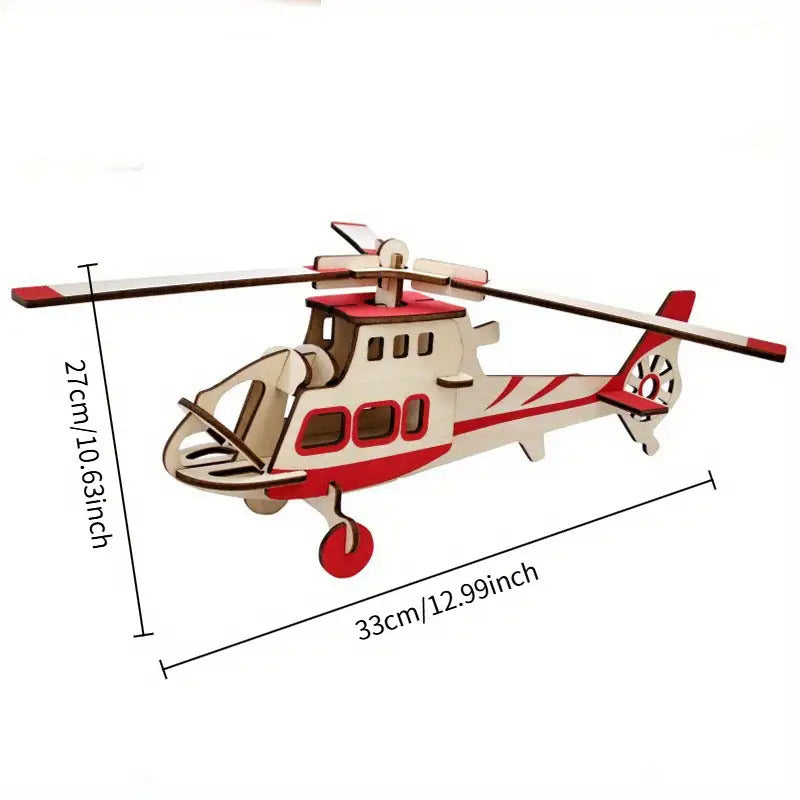 3D Wooden Airplane Model Puzzle Kit DIY Military Jet Educational Assembly Set