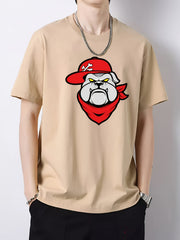 Men's Cartoon Animal Head Pattern Short Sleeve T-shirt