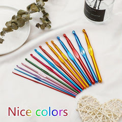 14pcs Aluminum Crochet Hooks Knitting Needles Kit for Knitter