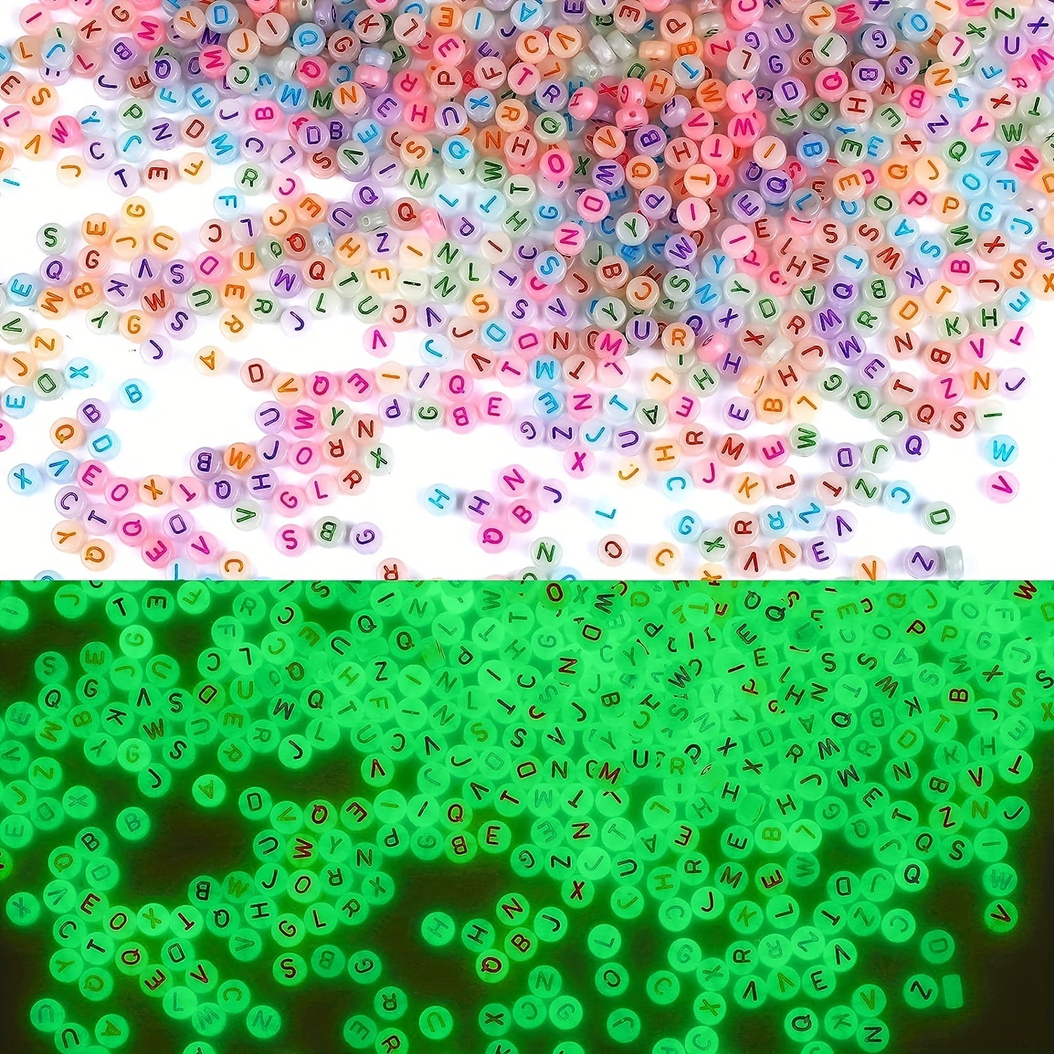 100pcs Glow Acrylic Letter Beads A-Z for DIY Bracelet Making