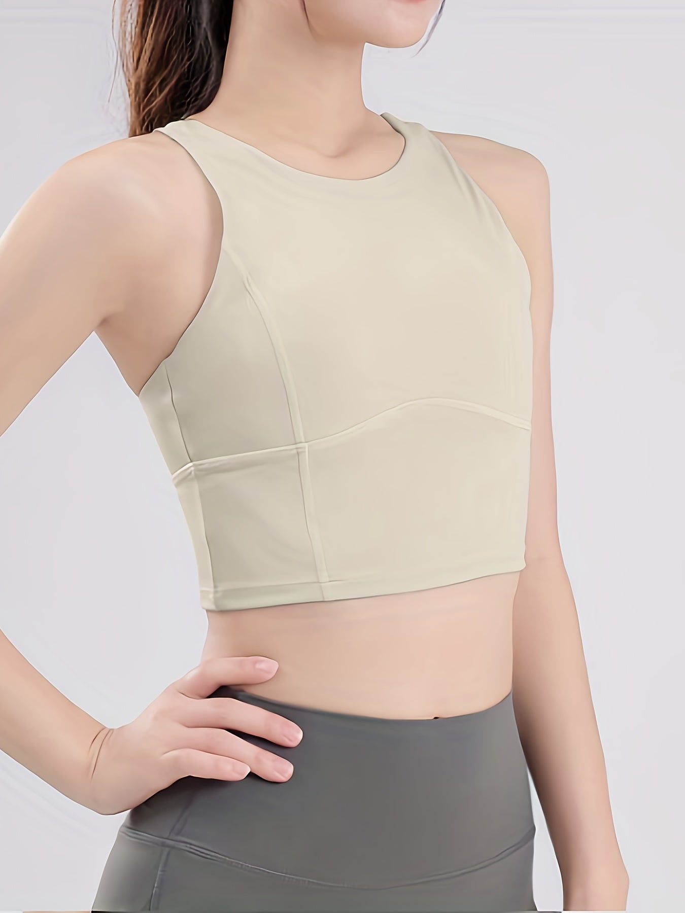 Solid Fitness Sports Bra with Criss Cross Straps