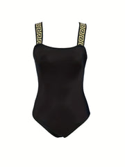 Geometric Print Backless One Piece Swimsuit High Cut Bathing Suit