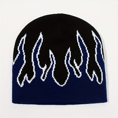 Flame Jacquard Hip Hop Unisex Knit Hats Elastic Skull Cap