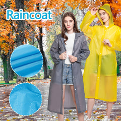 Waterproof Reusable Raincoat with Adjustable Hood for Outdoor Activities