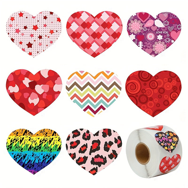 500pcs Heart Sealing Stickers 8 Patterns Gift Decorative Stickers