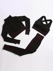 Ultimate Yoga Fitness Set: Seamless Top, Leggings, Sports Bra