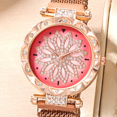 Student Digital Rhinestone Wrist Watch & 6pcs Bracelet Set