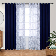 Branch Printed Sheer & Blackout Curtains - Grommet Top Window Drapes