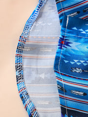 Boys Geo Print Short Sleeve Shirt for Beach Vacation