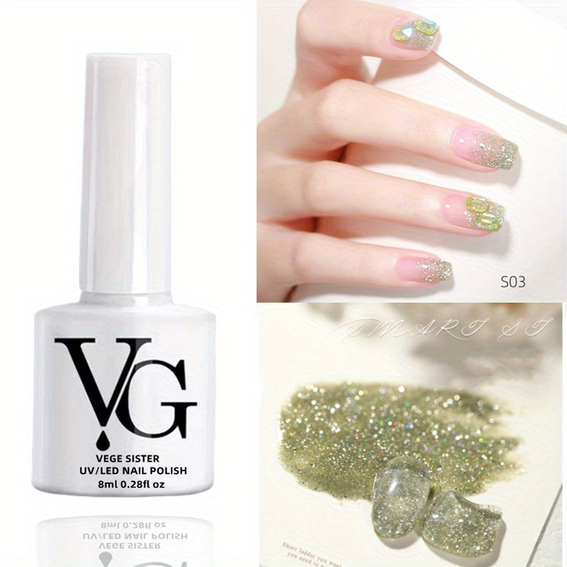 Reflective Glitter Gel Nail Polish with Cat Eye and Chameleon Effect