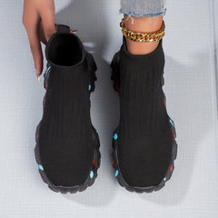 Women's High Top Sock Sneakers Comfy Knitted Sports Shoes