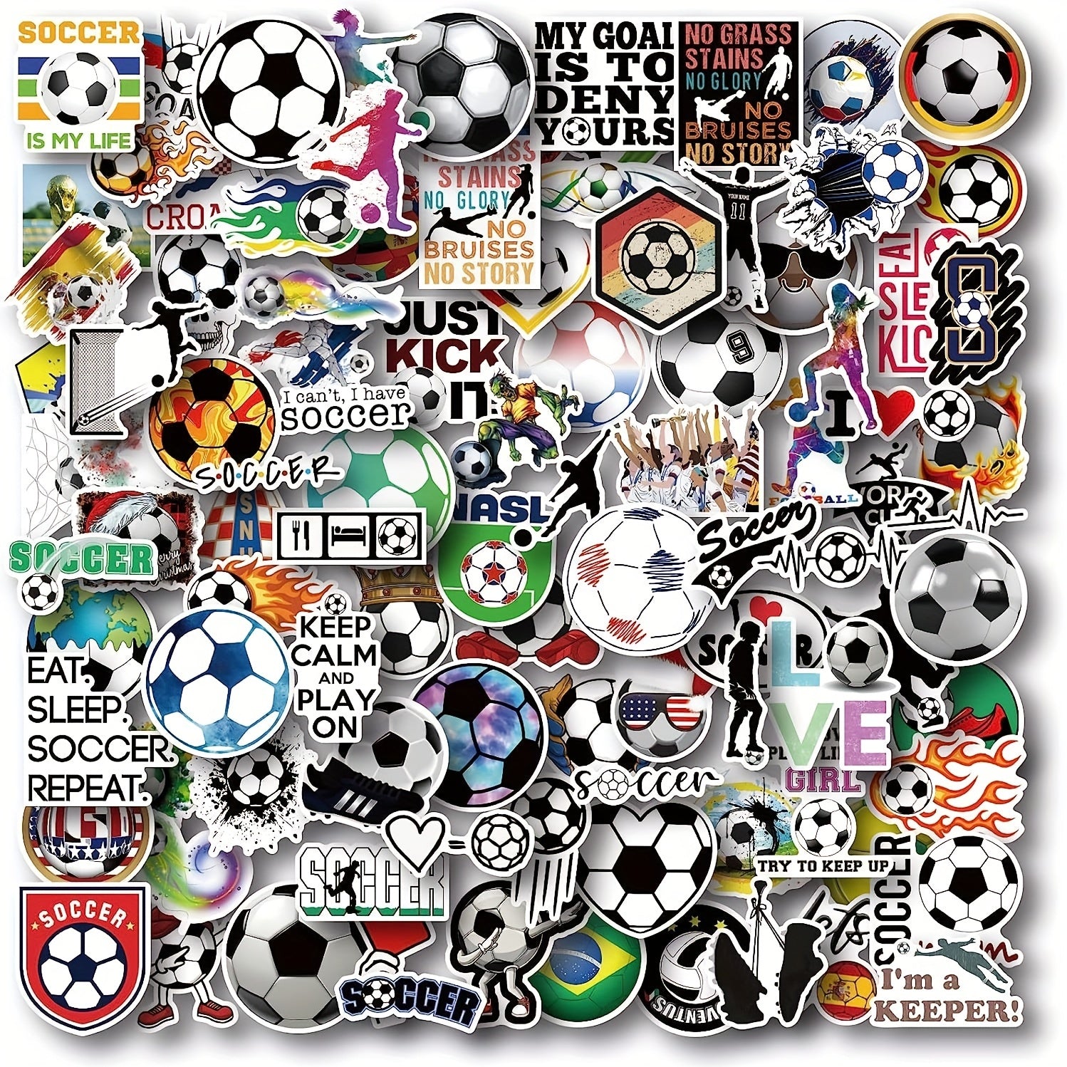 50pcs Football Stickers Vinyl Football Water Bottle Stickers Pack Football