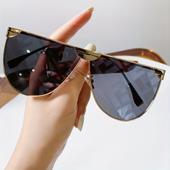 Y2K Flat Top Sunglasses Mod Large Tinted Metal Glasses UV400