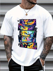 Men's Casual Anime Graphic T Shirt Short Sleeve Tee Crew Neck Summer Tops