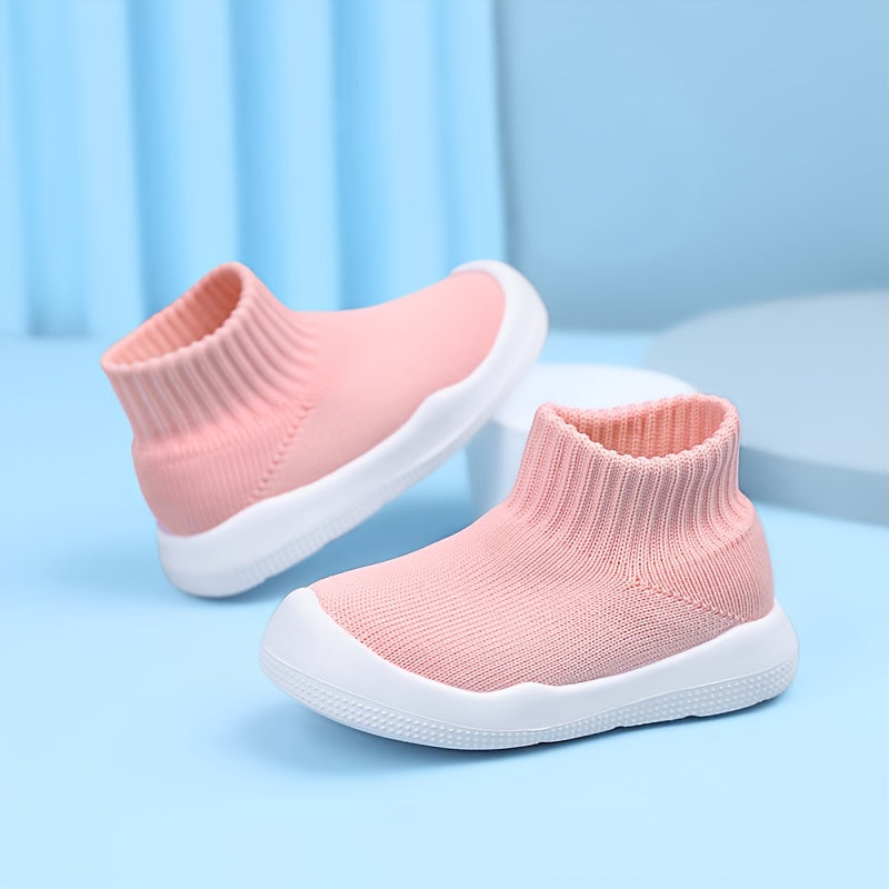 Unisex Children's Solid Woven Knit Sock Shoes