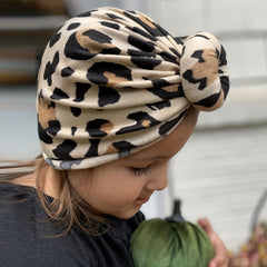 Newborn Leopard Knot Turban Hat Cap Beanie For Baby Boys Girls