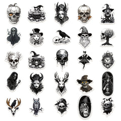 50 Retro Skull Stickers for Phones Luggage Skateboards Halloween