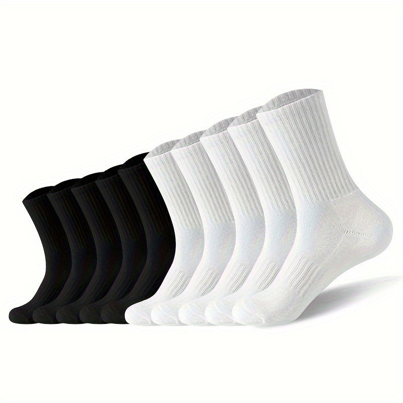 5 Pairs Men's Solid Crew Socks Breathable Casual Unisex Socks Outdoor