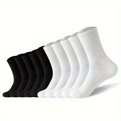 5 Pairs Men's Solid Crew Socks Breathable Casual Unisex Socks Outdoor