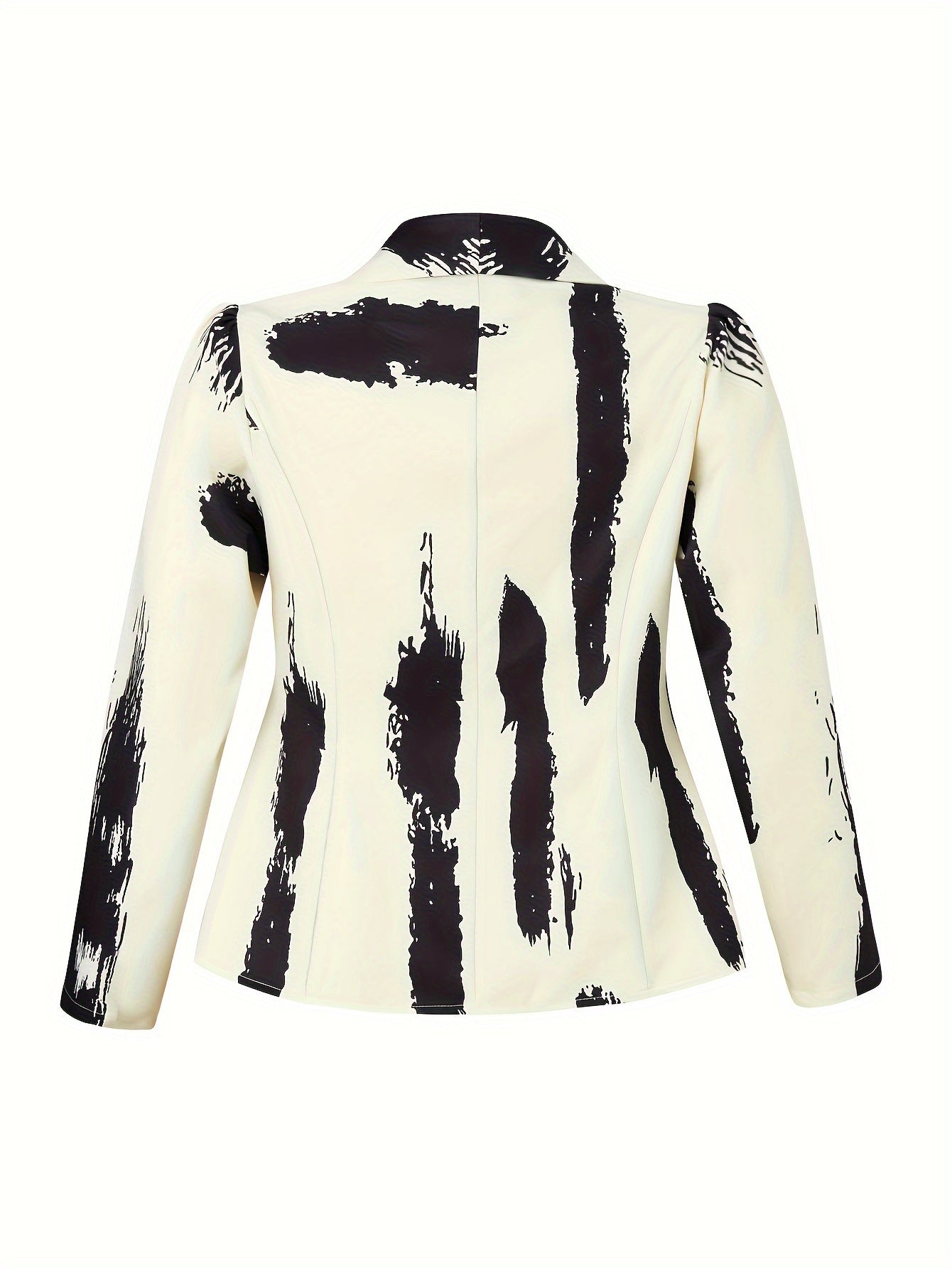 Casual Blazer Women's Plus Brush Print Long Sleeve Shawl Collar
