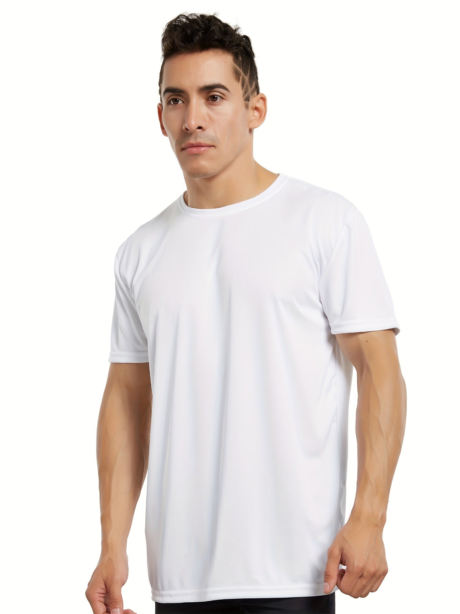 3pcs Men's Solid T shirt Active Breathable & Quick-Dry for Workouts