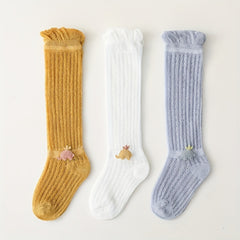 3 Pairs Baby Girls Over the Knee Long Socks Mesh Breathable Stockin