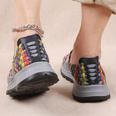 Colorful Braided Walking Shoes Low Top Slip On Casual Outdoor Shoes