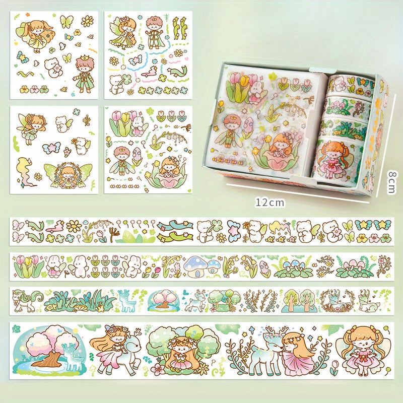 8pcs Japanese Cartoon Tape Sticker Set DIY Craft Decorative Material
