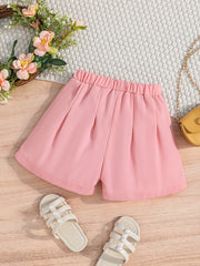 Girls' Casual Pleated Elastic Waist Summer Shorts
