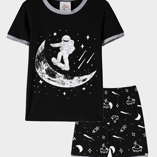 Boys Astronaut Skateboard Rocket Pajamas Set