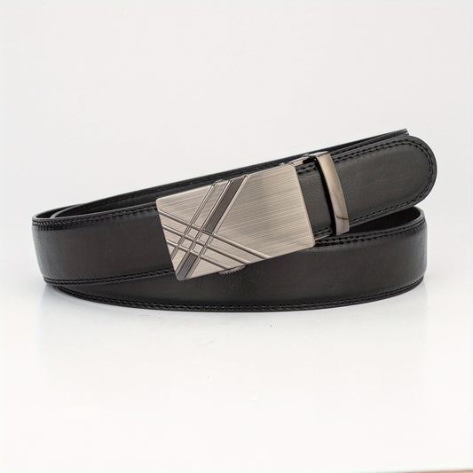 Silver Gray Glossy Auto Buckle Belt Casual Business Men's Belt