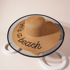 Oversized Lace Brim Sun Hat Women's Breathable Straw Hat LIFE'S A BEACH