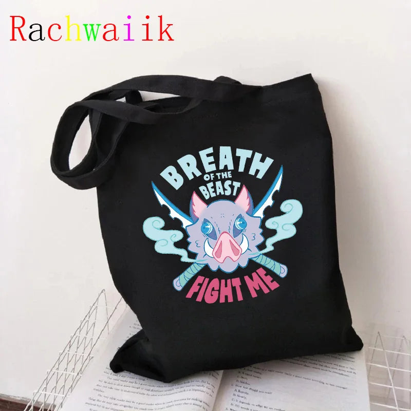 Demon Slayer Canvas Tote Shopper Bag Eco Large-capacity