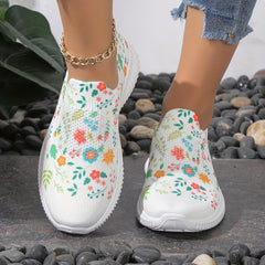 Women's Butterfly & Floral Pattern Mesh Tennis Sports Shoes Lightweight