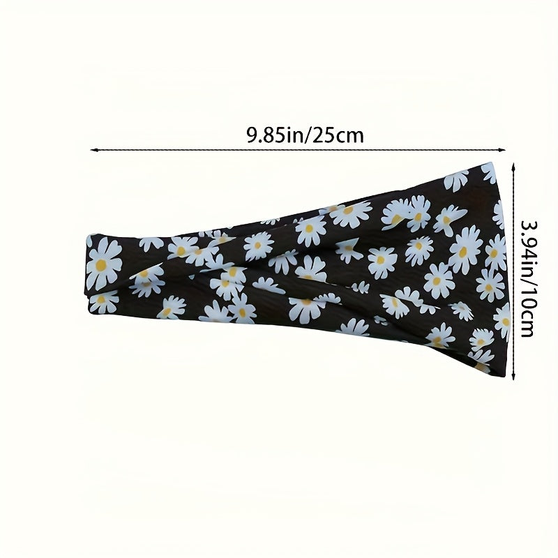 Spring Floral Sports Headband Elastic Accessory Yoga Fitness Sweatband