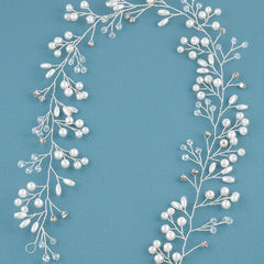 Silver Bridal Headpiece Faux Pearl Crystal Hair Accessories