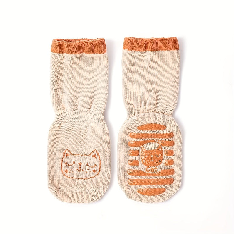 3 Pairs Cartoon Animal Knit Floor Socks for Toddlers