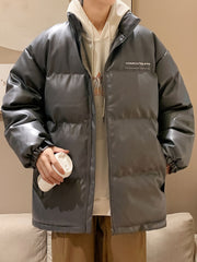 Men's Stand Collar Padded Jacket Casual Warm Soft Loose Winter Coat