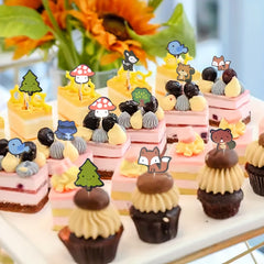 24pcs Forest Animal Cupcake Toppers Fox Bird Squirrel Theme Party