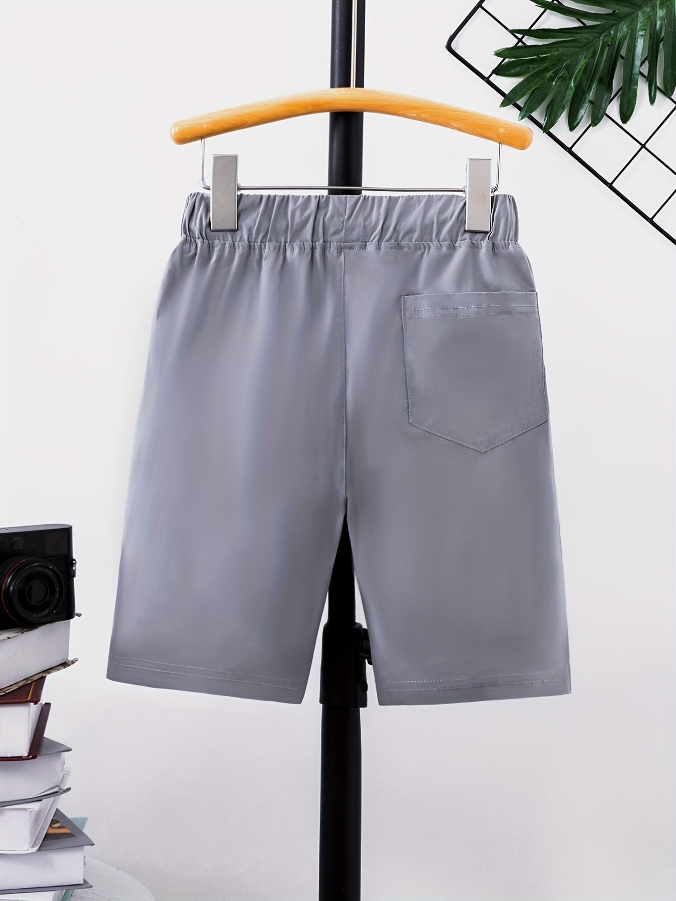 Boys Solid Shorts Elastic Waist Drawstring Quick-drying Casual Summer Outdoor