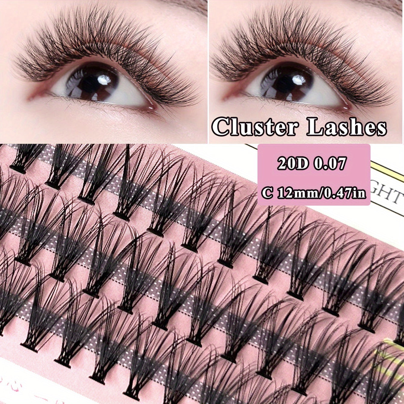 60 Cluster Lashes 20D C Curl Soft Natural False Eyelashes DIY Extension