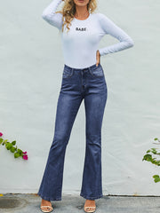 High Rise Flared Trousers Wide Leg Bell Bottom Denim Pants