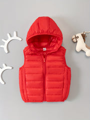 Boys Puffer Vest Hooded Zip Sleeveless Jacket Kids Clothes Winter