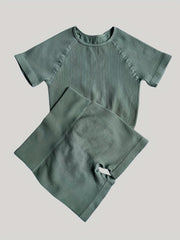 Ribbed Yoga Suits Crop Sports Top & High Waist Running Shorts