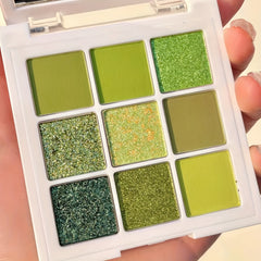 9 Colors Avocado Eyeshadow Palette Green Tone Matte Shimmer Finish