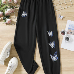 Butterfly Graphic Jogger Sweatpants Girls Loose Fit Trousers