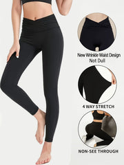 Cross Waist Yoga Leggings High Stretch Tight Pants